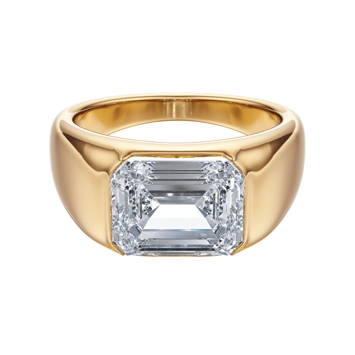 The Evergold Emerald Diamond Signet Ring - R1039 in Ring by 18 KARATS INC.