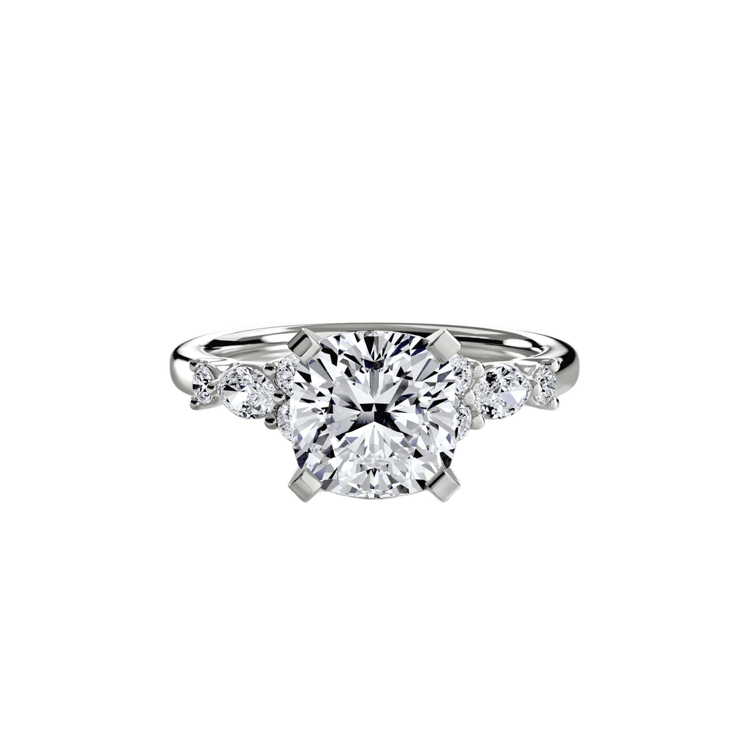 The Floral Accent Solitaire in setting by 18 KARATS