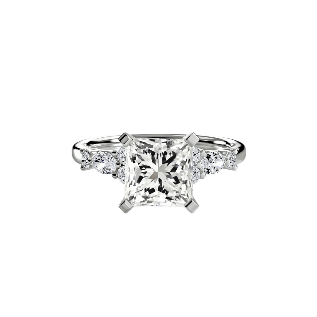 The Floral Accent Solitaire in setting by 18 KARATS