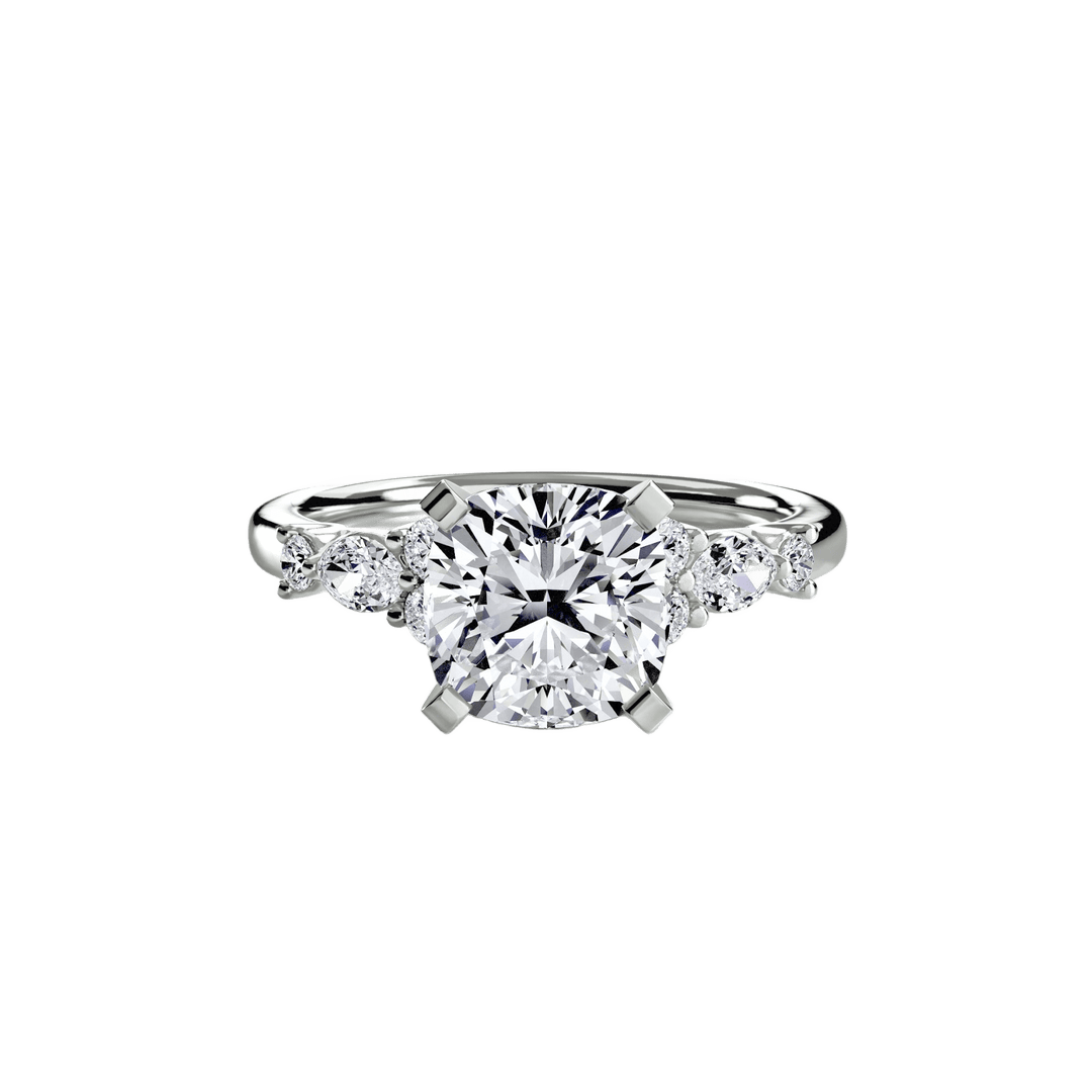 The Floral Accent Solitaire in setting by 18 KARATS