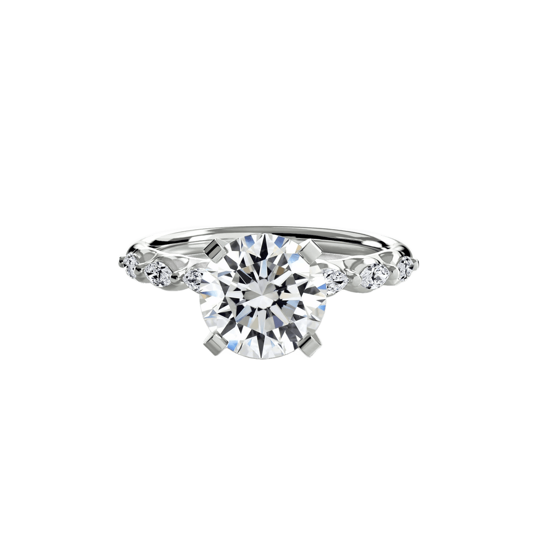 The Floral Accent Solitaire in setting by 18 KARATS