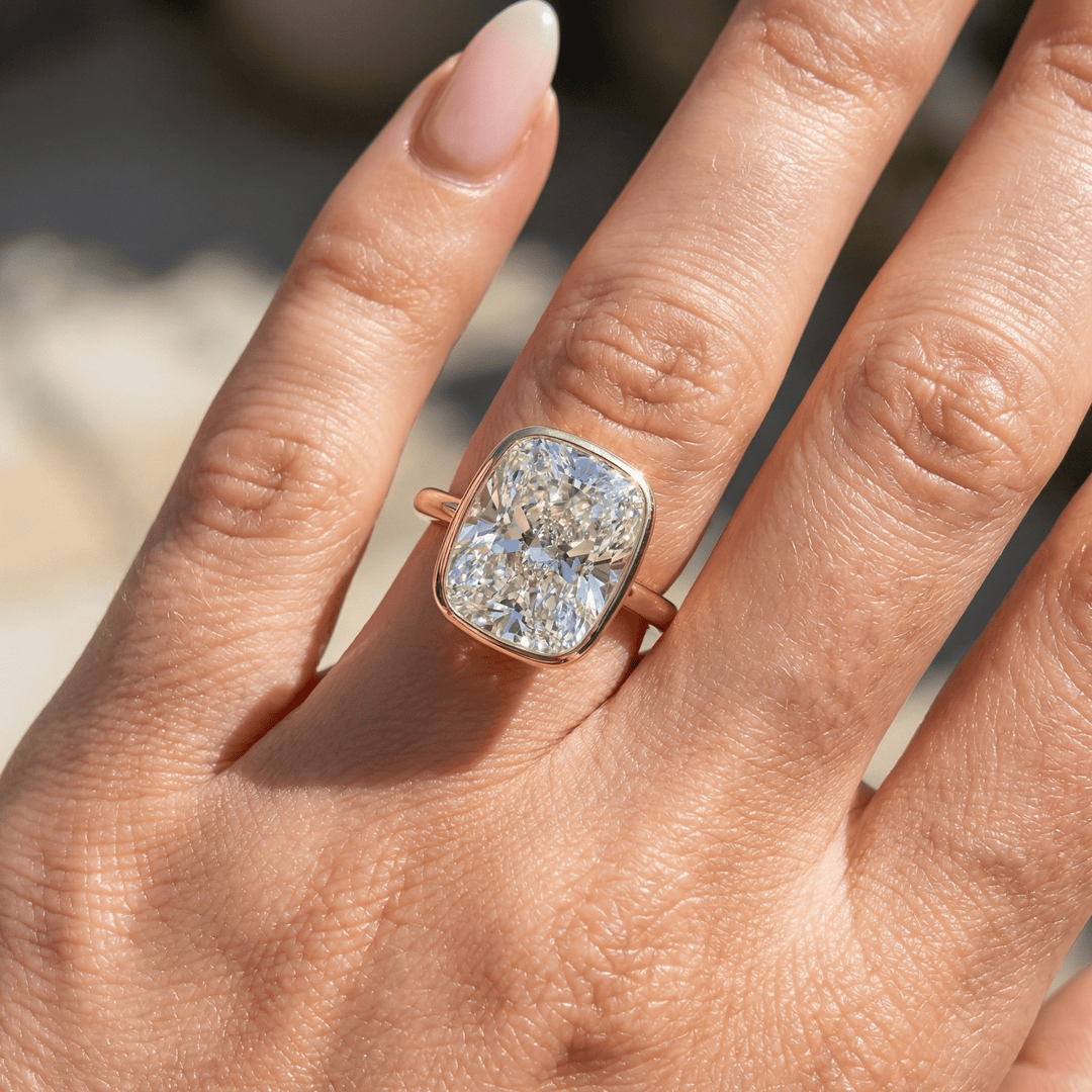 The Forma Bezel Cushion Diamond Engagement Ring - R1042 in Ring by 18 KARATS