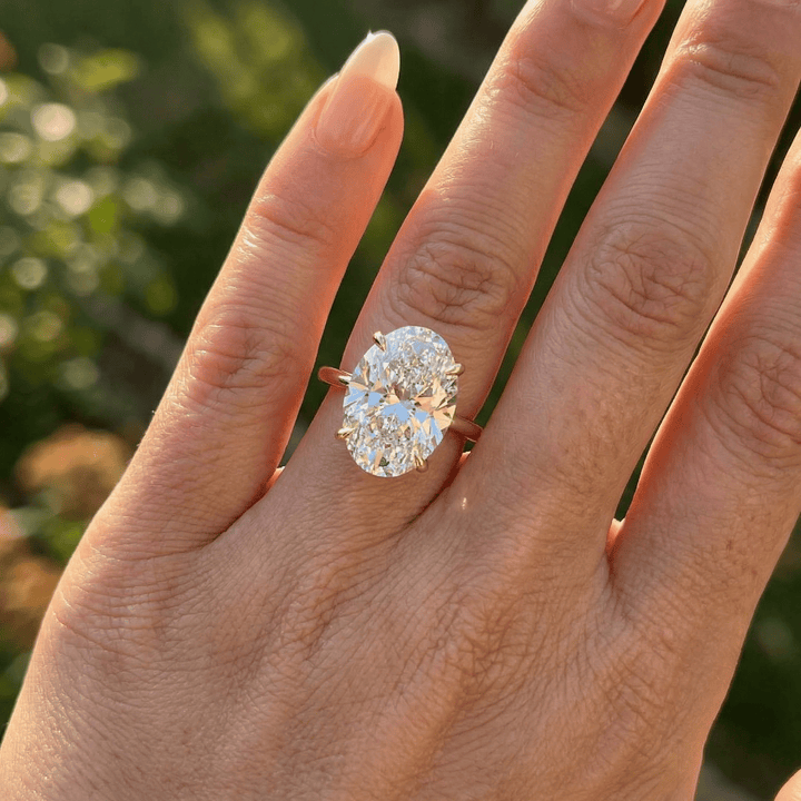 The Grace Oval Solitaire Engagement Ring - R1037 in Ring by 18 KARATS