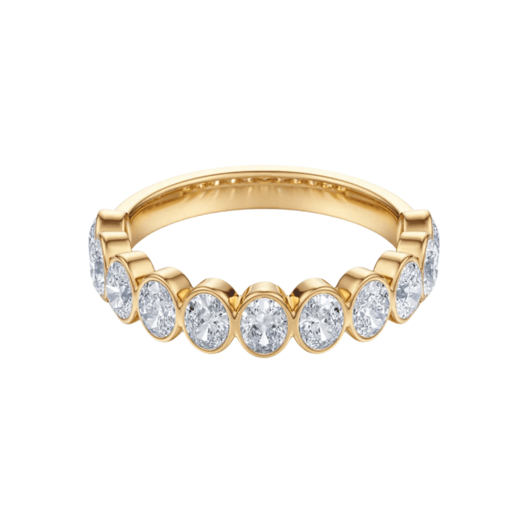 The Harmony Oval Diamond Wedding Band - B1019 in Wedding Bands by 18 KARATS