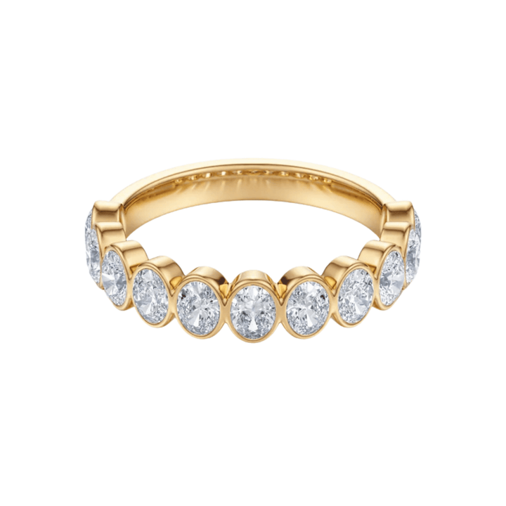 The Harmony Oval Diamond Wedding Band - B1019 in Wedding Bands by 18 KARATS