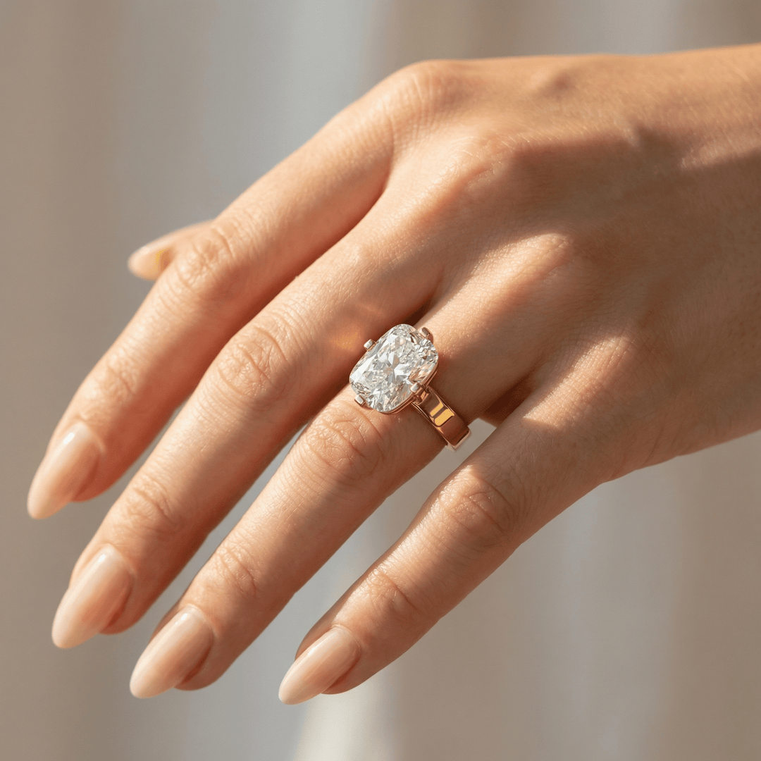 The Serene Elongated Cushion Engagement Ring - R1028 in Ring by 18 KARATS