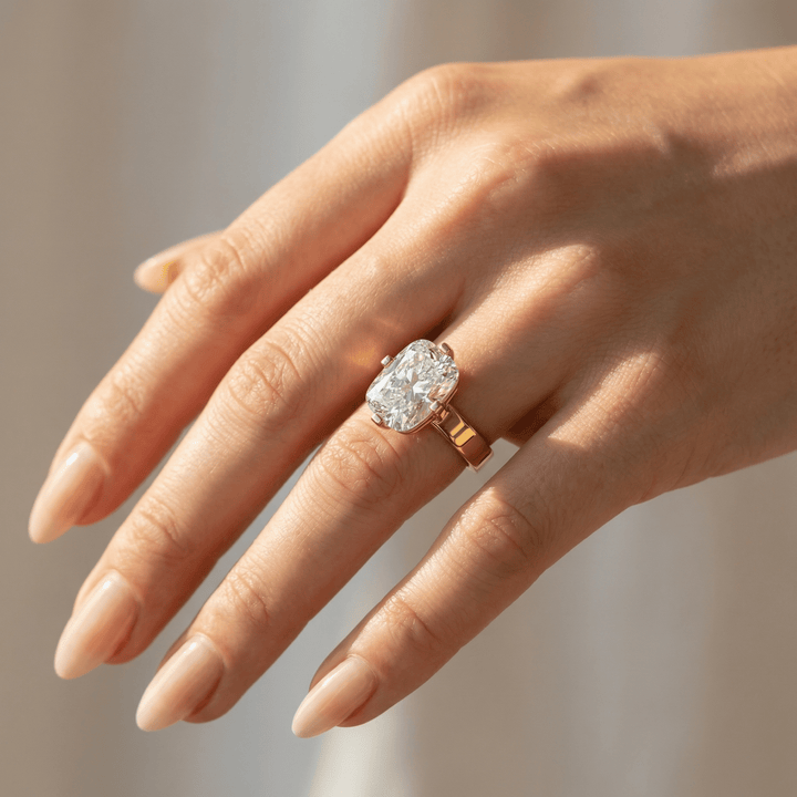 The Serene Elongated Cushion Engagement Ring - R1028 in Ring by 18 KARATS