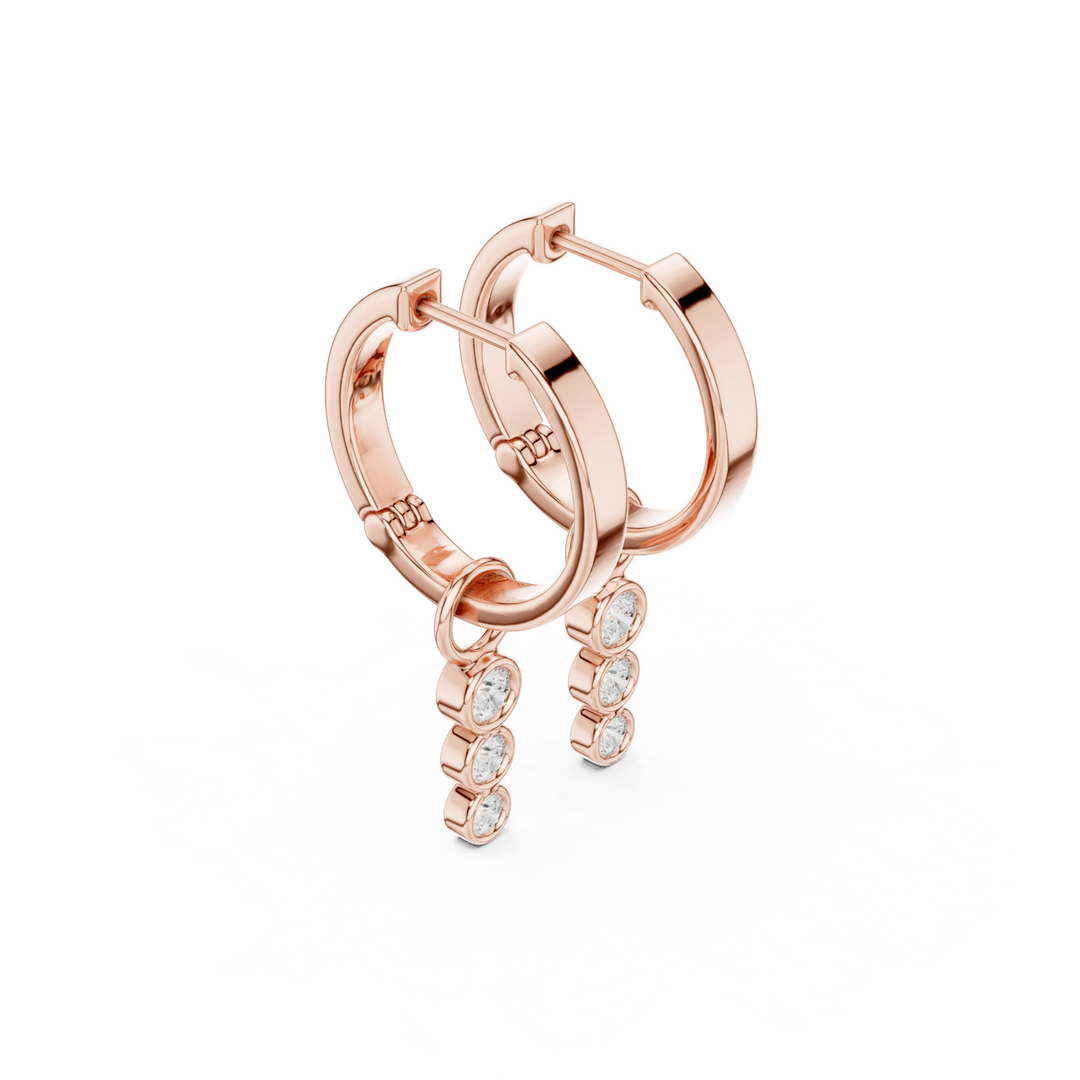 Three Stone Diamond Drop Huggie Earrings - E1127 in Earrings by 18 KARATS INC.