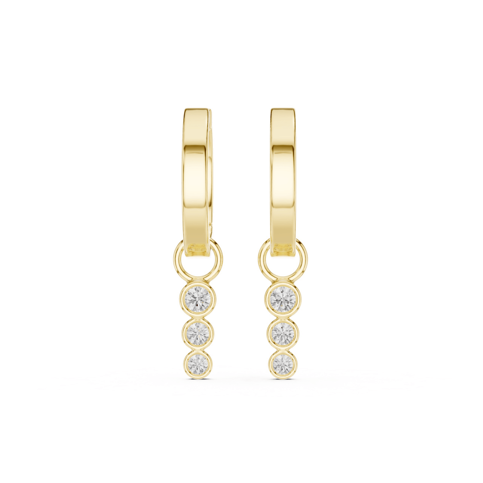 Three Stone Diamond Drop Huggie Earrings - E1127 in Earrings by 18 KARATS INC.