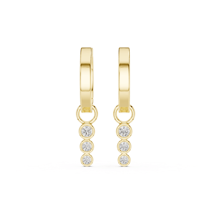 Three Stone Diamond Drop Huggie Earrings - E1127 in Earrings by 18 KARATS INC.