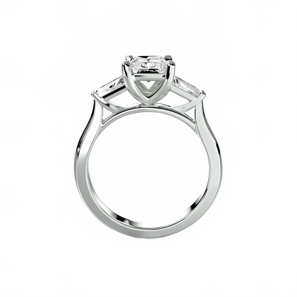 Three - Stone Ring (Baguette Side Stones) 2 in setting by 18 KARATS