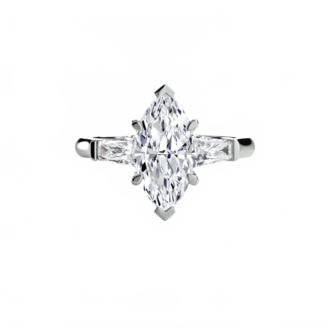 Three - Stone Ring (Baguette Side Stones) in setting by 18 KARATS