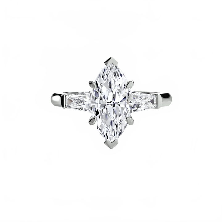 Three - Stone Ring (Baguette Side Stones) in setting by 18 KARATS