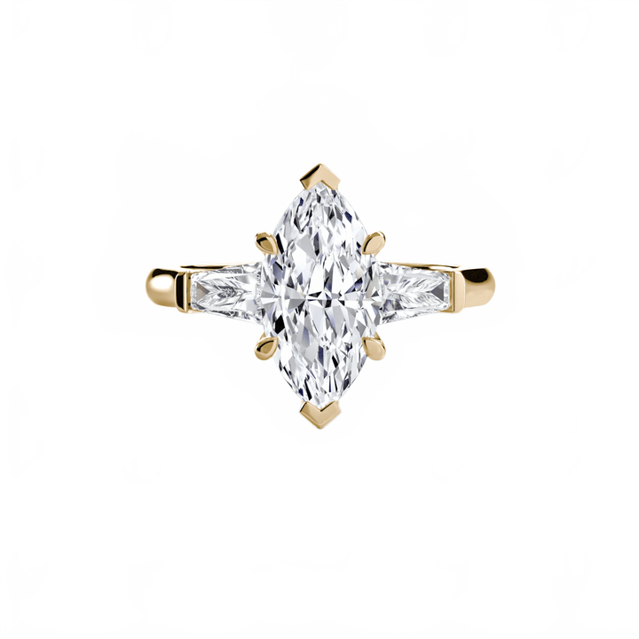 Three - Stone Ring (Baguette Side Stones) in setting by 18 KARATS