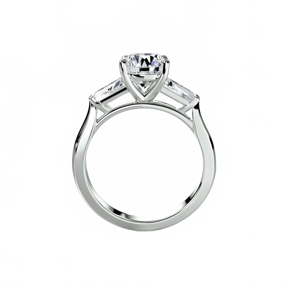 Three - Stone Ring (Baguette Side Stones) in setting by 18 KARATS