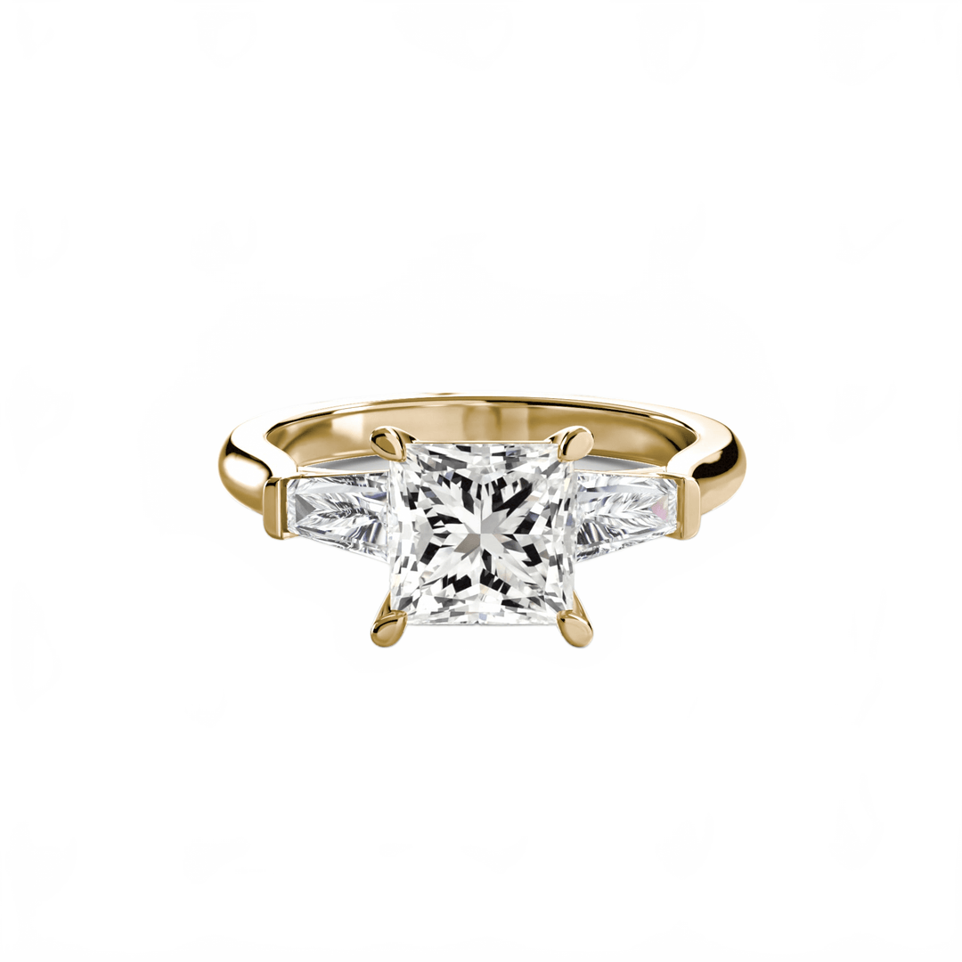 Three - Stone Ring (Baguette Side Stones) in setting by 18 KARATS