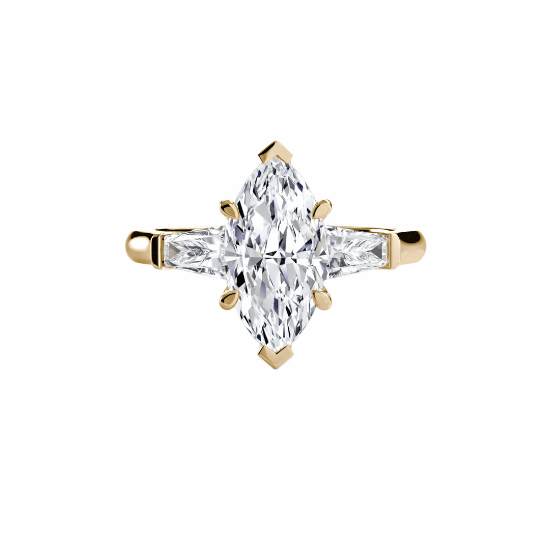 Three - Stone Ring (Baguette Side Stones) in setting by 18 KARATS