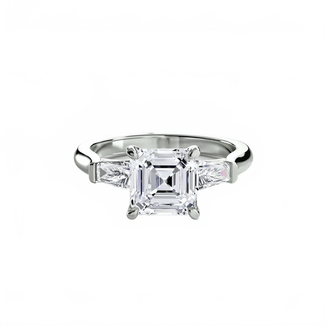 Three - Stone Ring (Baguette Side Stones) in setting by 18 KARATS