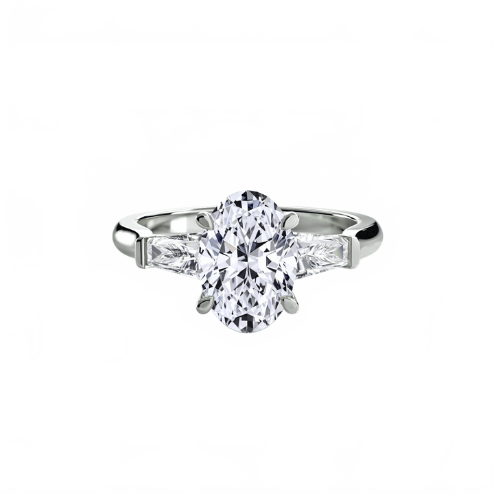 Three - Stone Ring (Baguette Side Stones) in setting by 18 KARATS