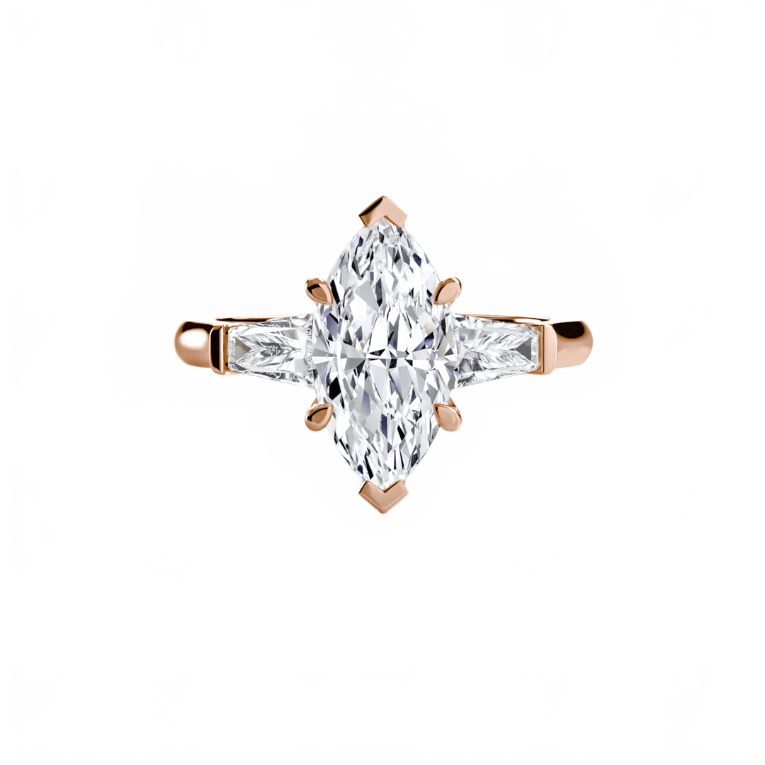 Three - Stone Ring (Baguette Side Stones) in setting by 18 KARATS