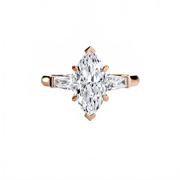 Three - Stone Ring (Baguette Side Stones) in setting by 18 KARATS