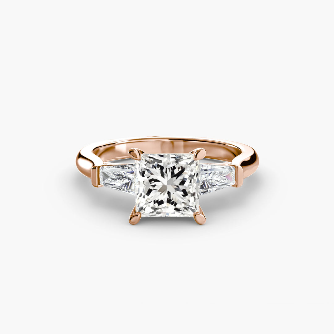 Three - Stone Ring (Baguette Side Stones) in setting by 18 KARATS