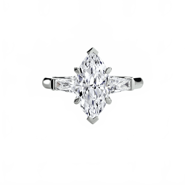 Three - Stone Ring (Baguette Side Stones) in setting by 18 KARATS