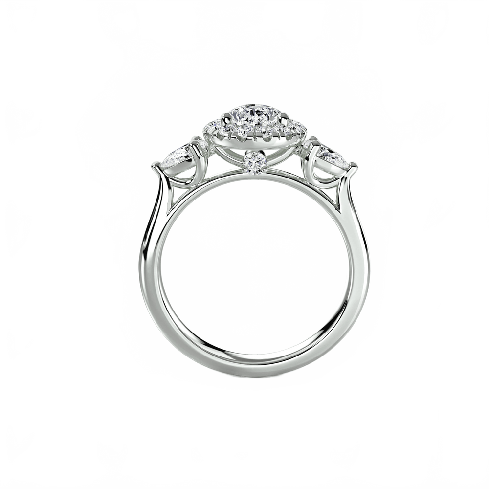 Three - Stone Ring With Halo in setting by 18 KARATS