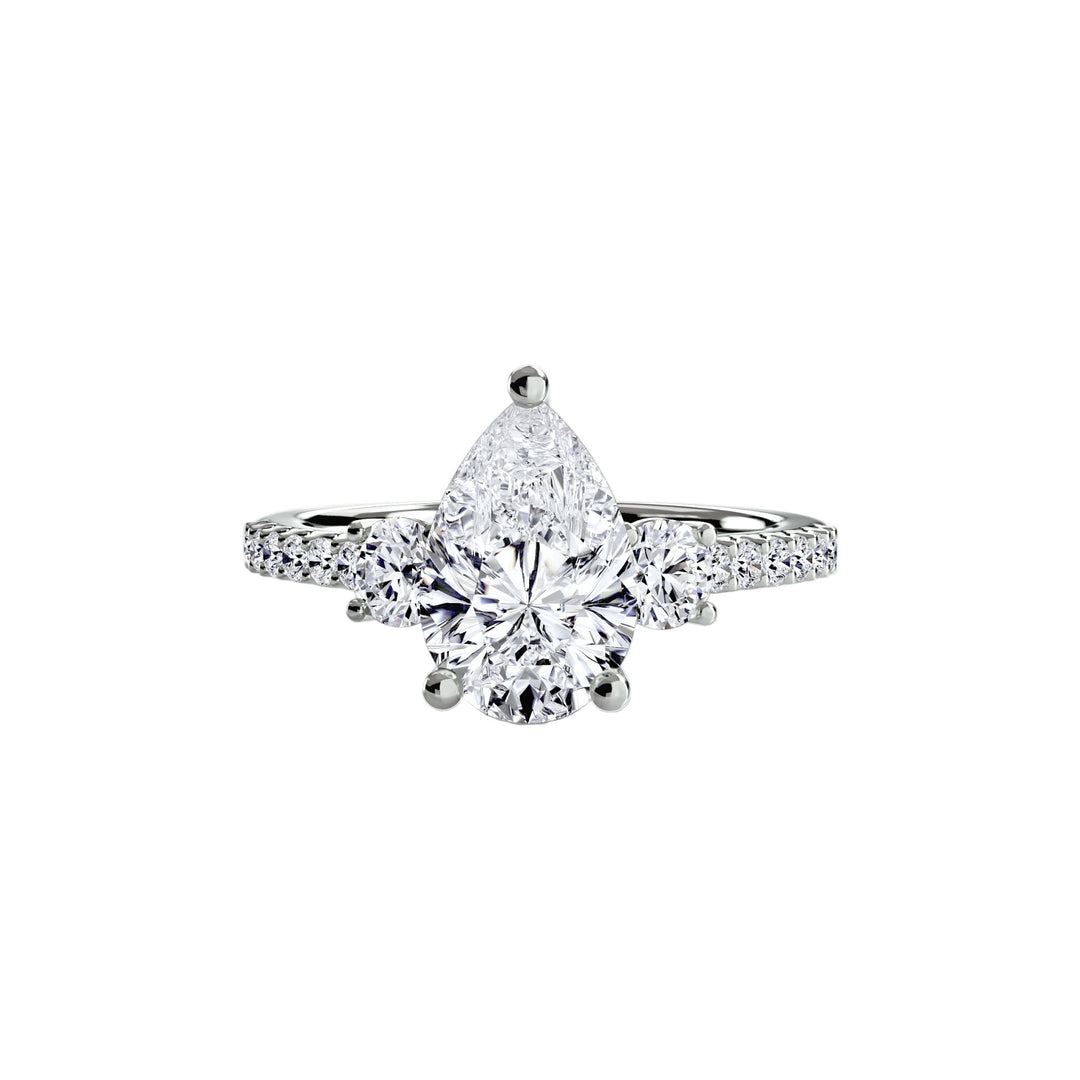 Three - Stone Ring with Pave Band 5 in setting by 18 KARATS