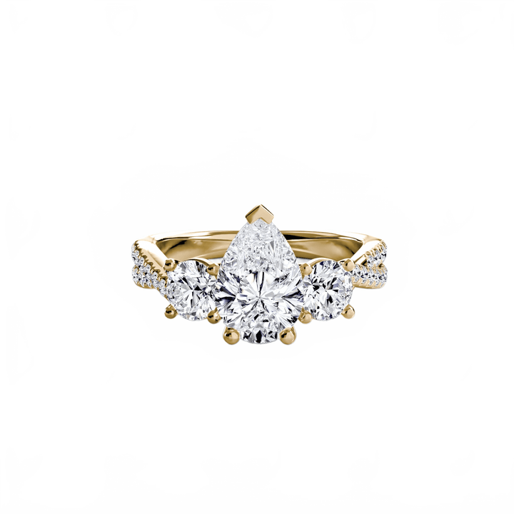 Three - Stone with Pave Band 2 in setting by 18 KARATS