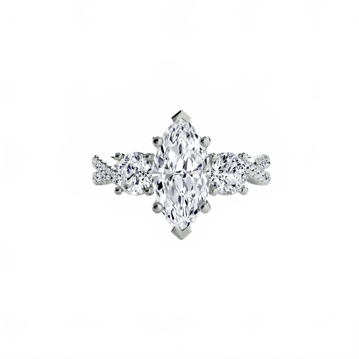 Three - Stone with Pave Band 2 in setting by 18 KARATS