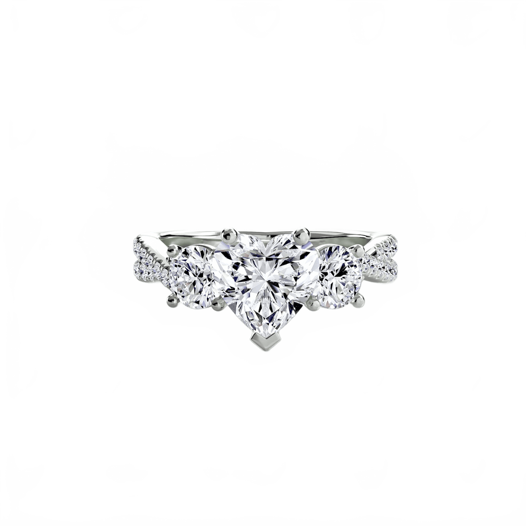 Three - Stone with Pave Band 2 in setting by 18 KARATS