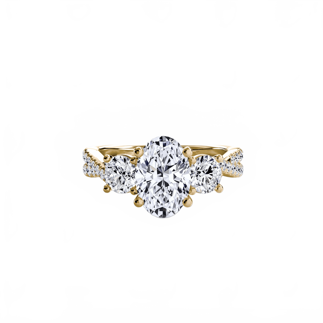 Three - Stone with Pave Band 2 in setting by 18 KARATS