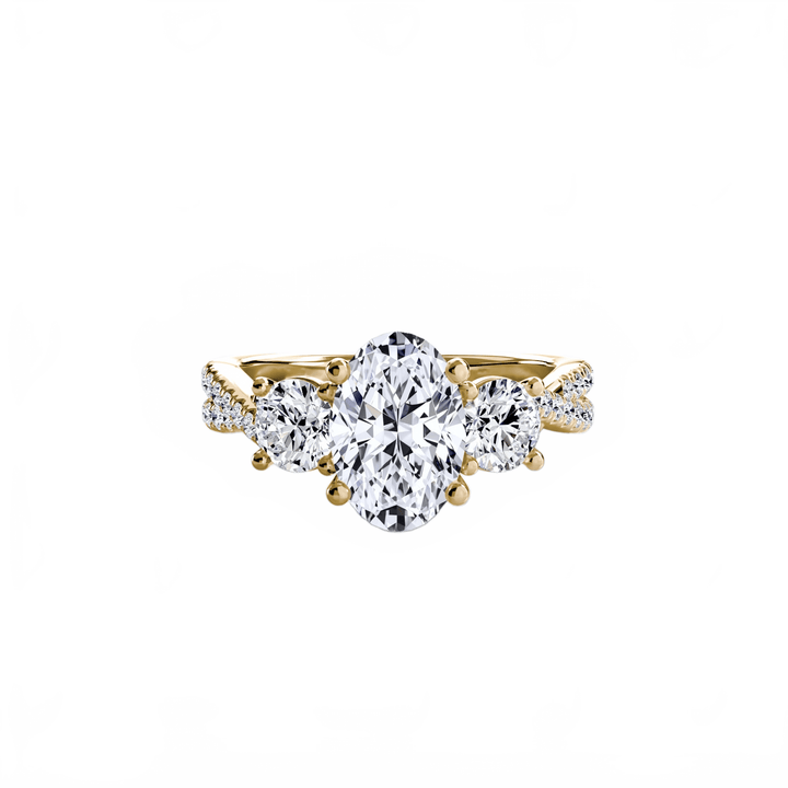 Three - Stone with Pave Band 2 in setting by 18 KARATS