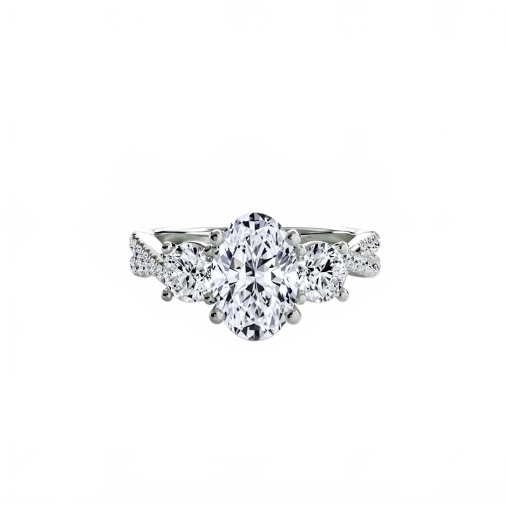 Three - Stone with Pave Band 2 in setting by 18 KARATS