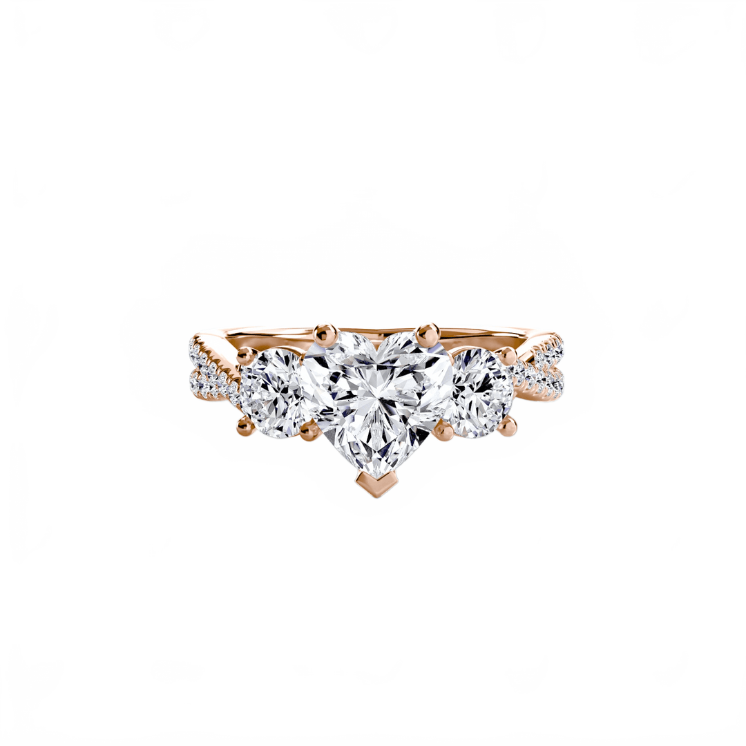 Three - Stone with Pave Band 2 in setting by 18 KARATS