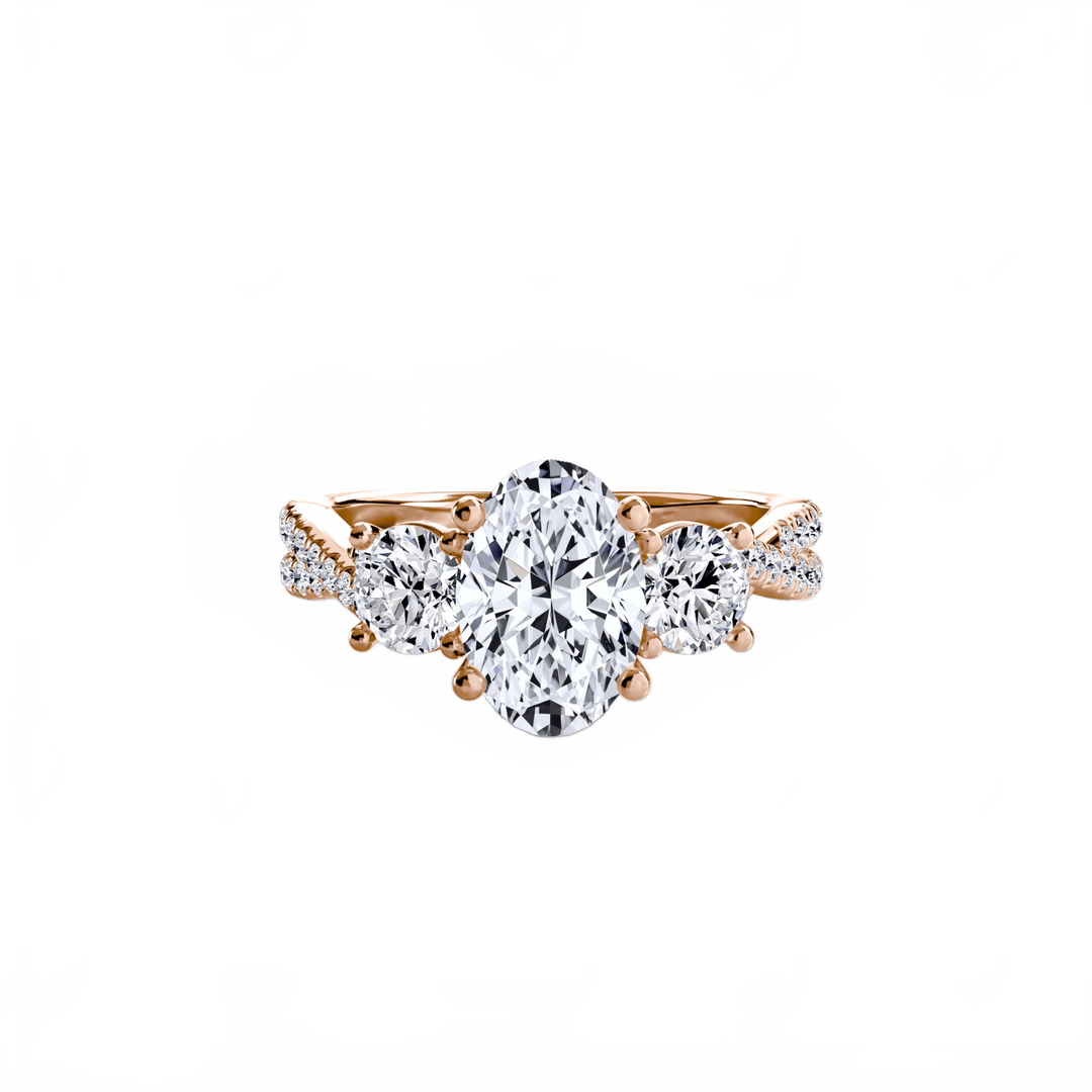 Three - Stone with Pave Band 2 in setting by 18 KARATS