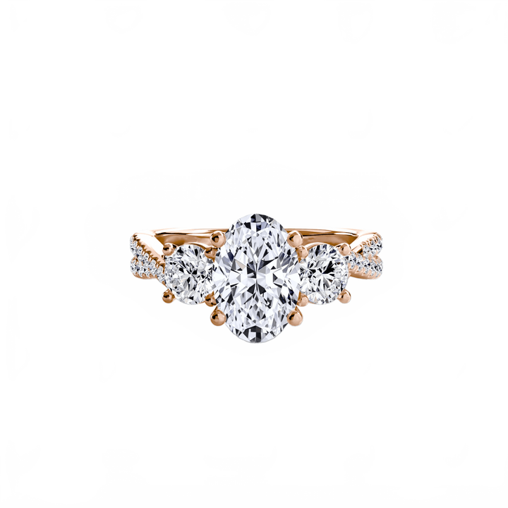 Three - Stone with Pave Band 2 in setting by 18 KARATS