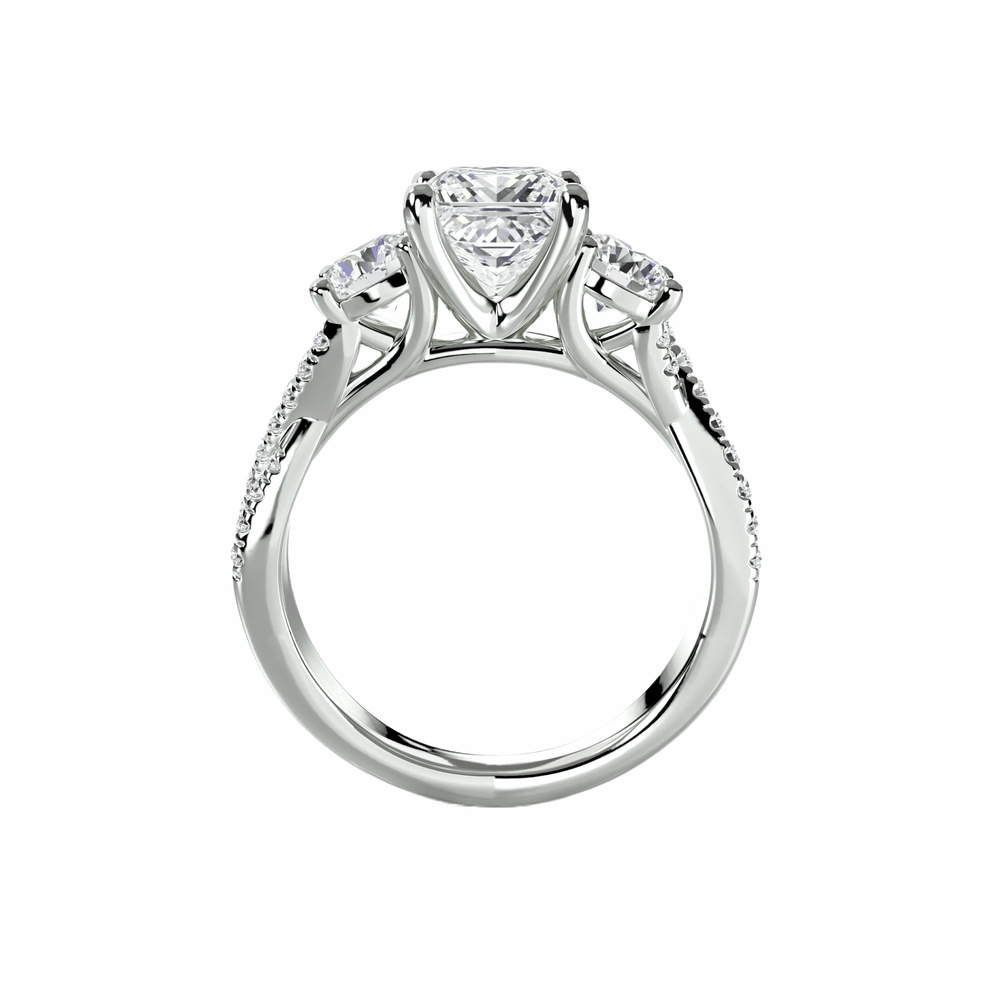 Three - Stone with Pave Band 2 in setting by 18 KARATS