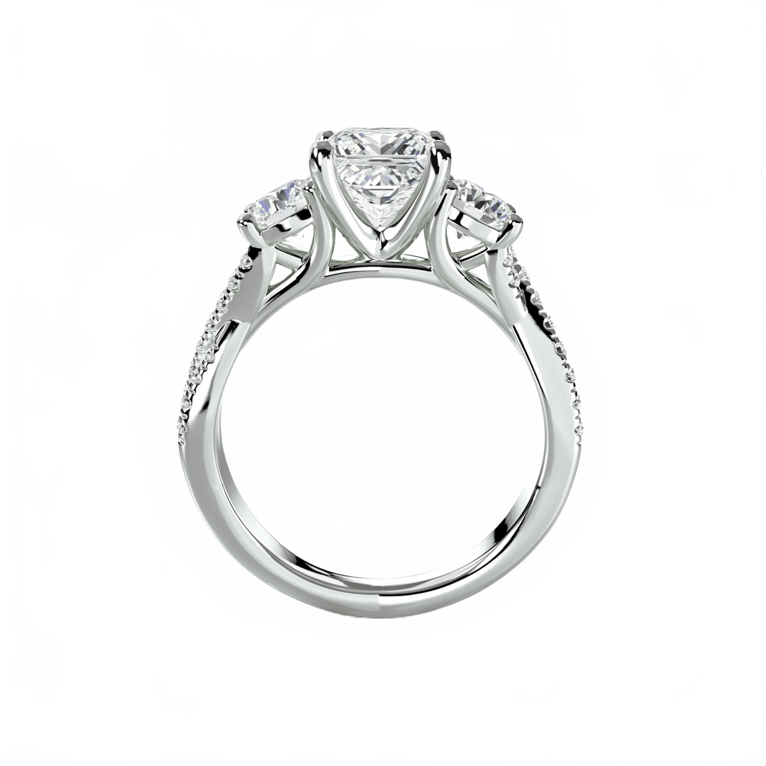 Three - Stone with Pave Band 2 in setting by 18 KARATS