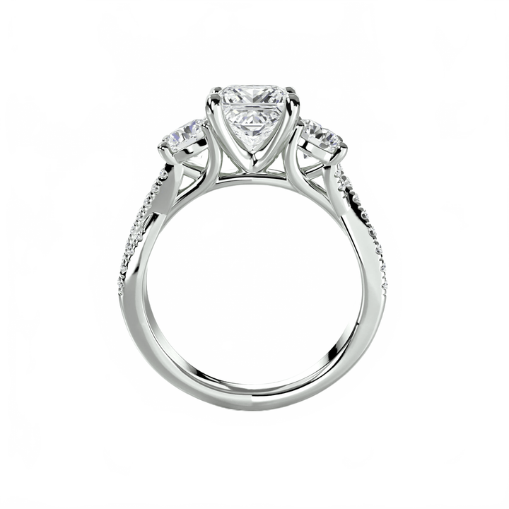 Three - Stone with Pave Band 2 in setting by 18 KARATS