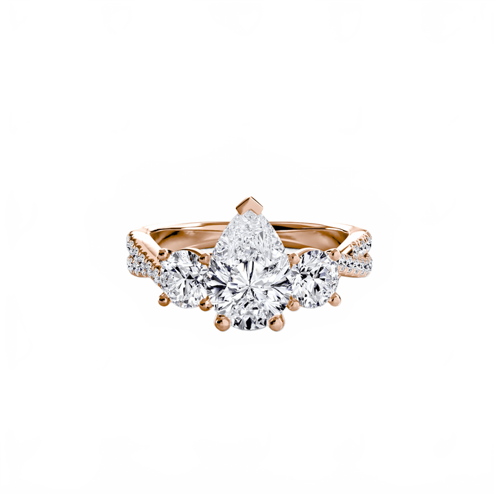 Three - Stone with Pave Band 2 in setting by 18 KARATS