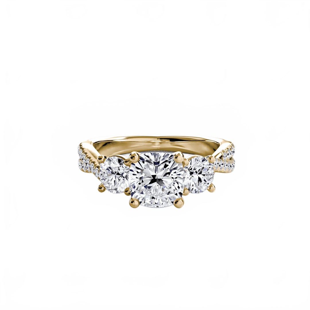 Three - Stone with Pave Band 2 in setting by 18 KARATS