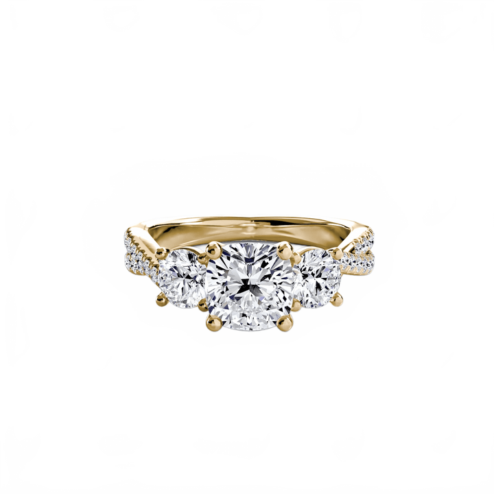 Three - Stone with Pave Band 2 in setting by 18 KARATS