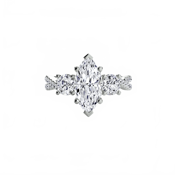 Three - Stone with Pave Band 2 in setting by 18 KARATS