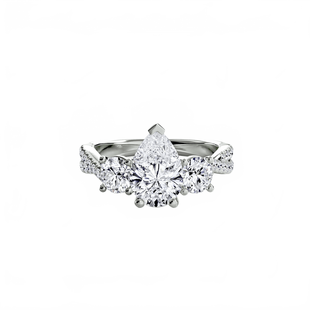 Three - Stone with Pave Band 2 in setting by 18 KARATS