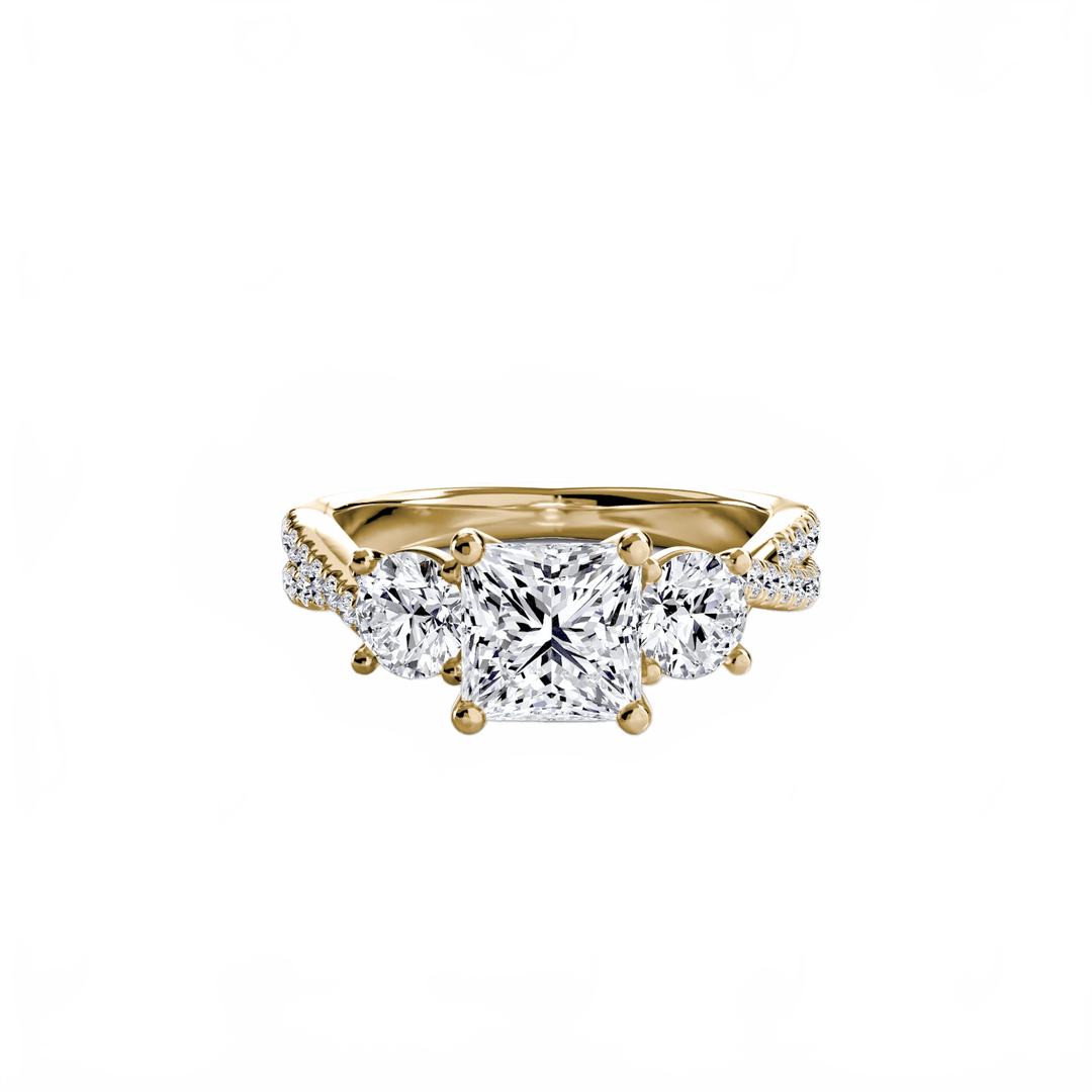 Three - Stone with Pave Band 2 in setting by 18 KARATS