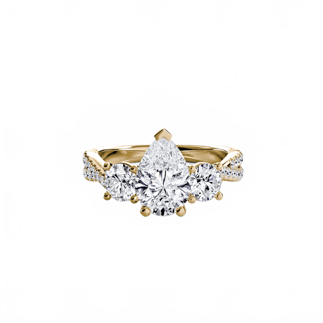 Three - Stone with Pave Band 2 in setting by 18 KARATS