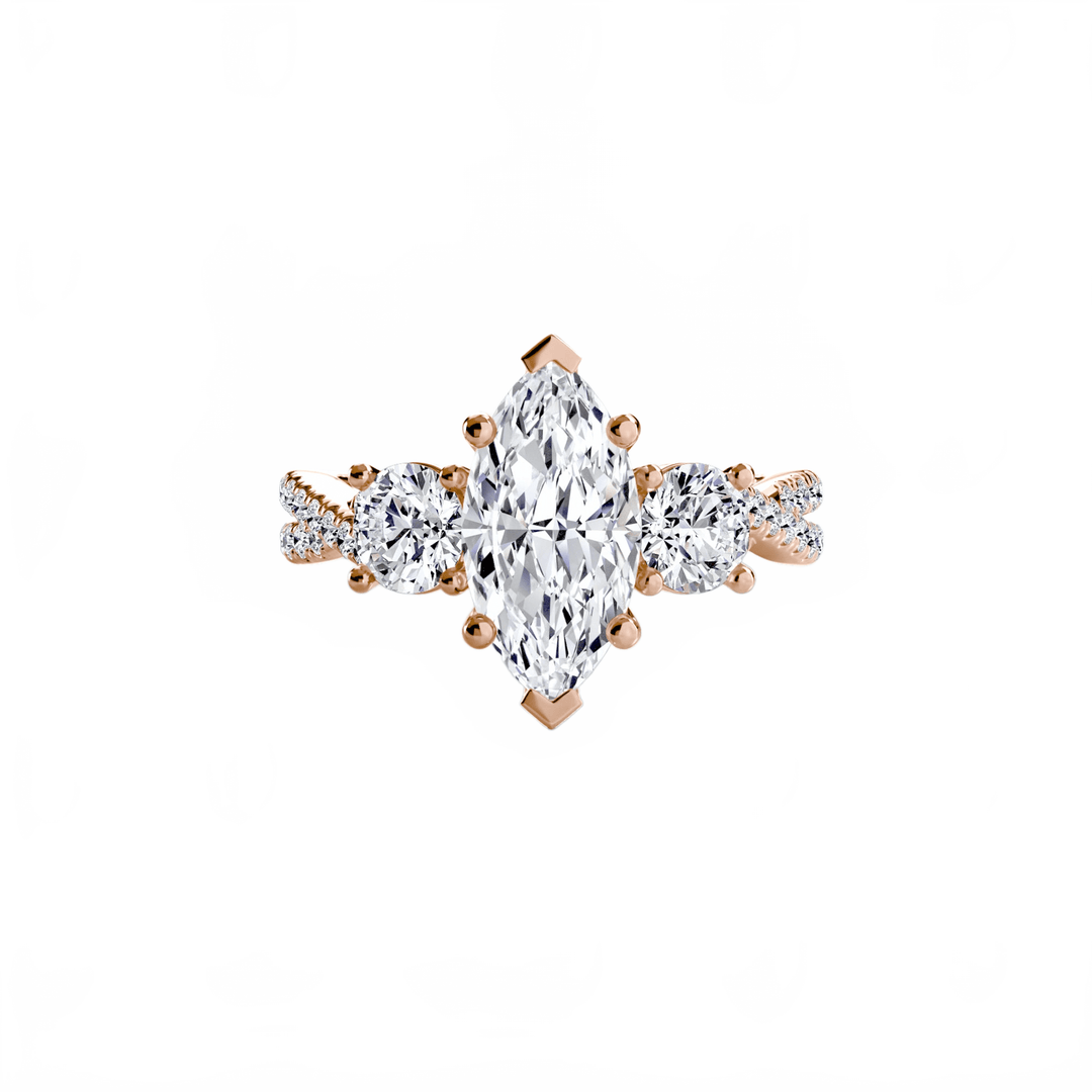 Three - Stone with Pave Band 2 in setting by 18 KARATS