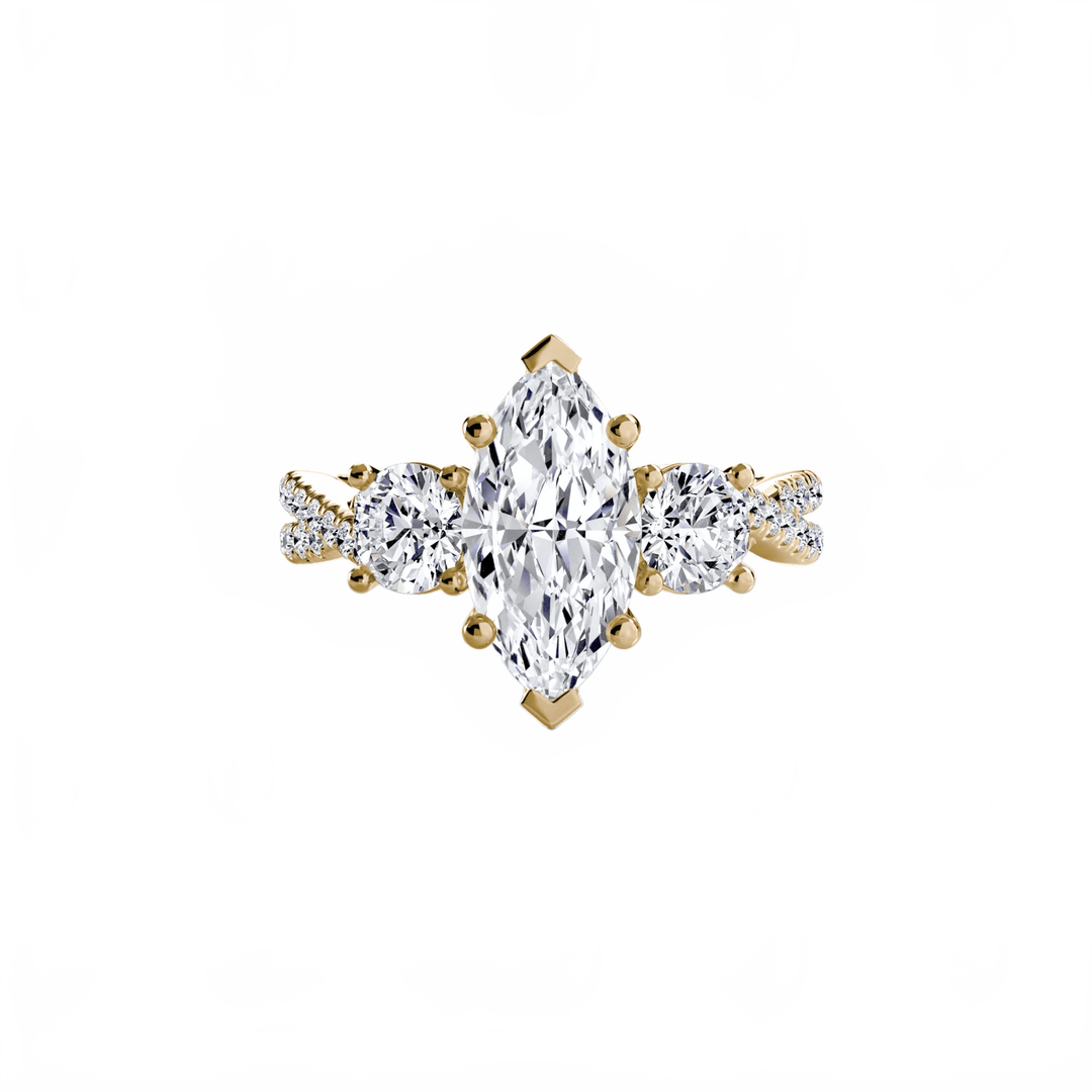 Three - Stone with Pave Band 2 in setting by 18 KARATS